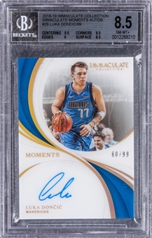 2018-19 Panini Immaculate Collection "Immaculate Moment Autos" #29 Luka Doncic Signed Rookie Card (#60/99) - BGS NM-MT+ 8.5/BGS 10